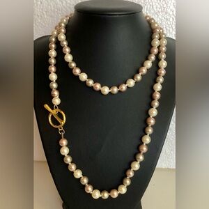 Vintage Multicolored Glass Pearl Necklace